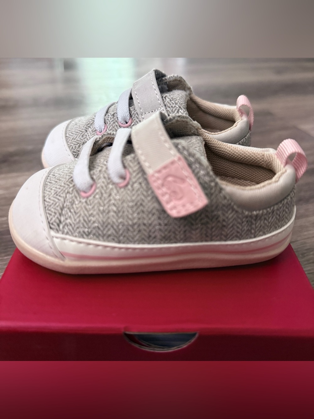 See Kai Run Stevie Mini First Walker Shoe - Gray Herringbone - Picture 4 of 7